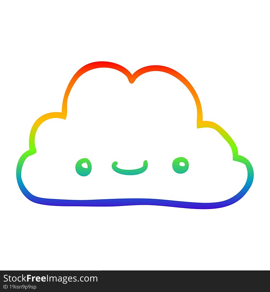 rainbow gradient line drawing cute cartoon cloud