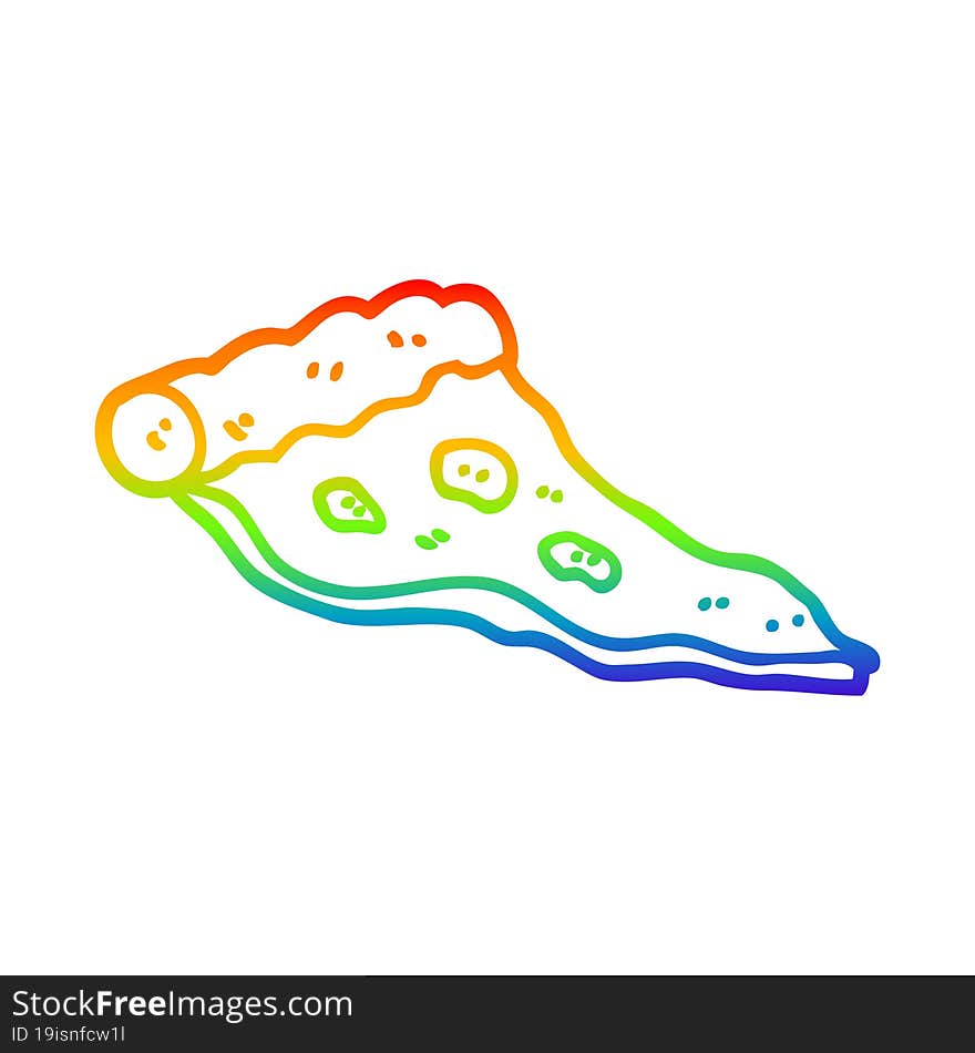 rainbow gradient line drawing cartoon pizza