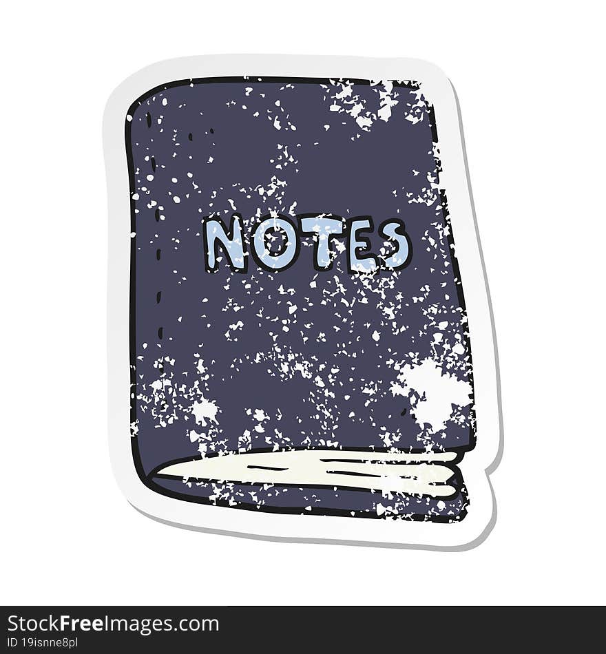 retro distressed sticker of a cartoon note book