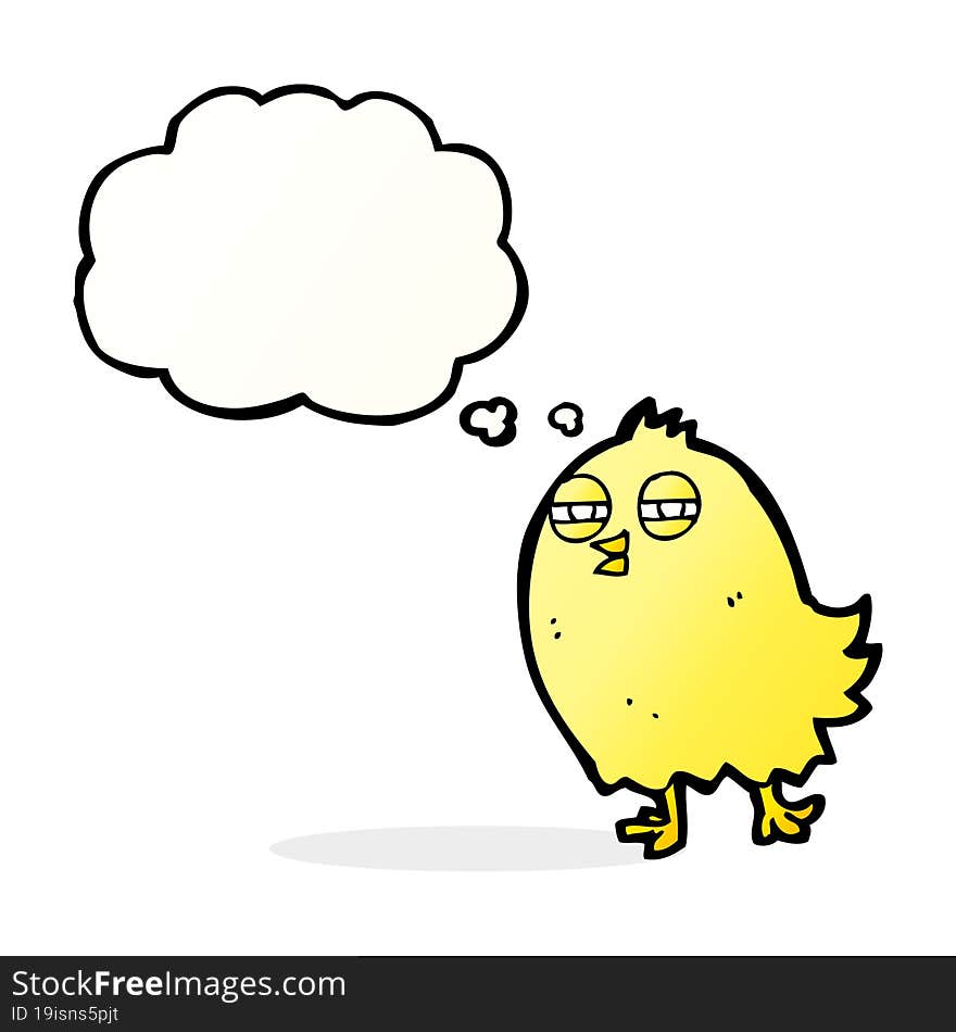 Funny Cartoon Bird With Thought Bubble