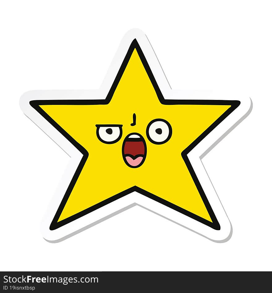 sticker of a cute cartoon gold star