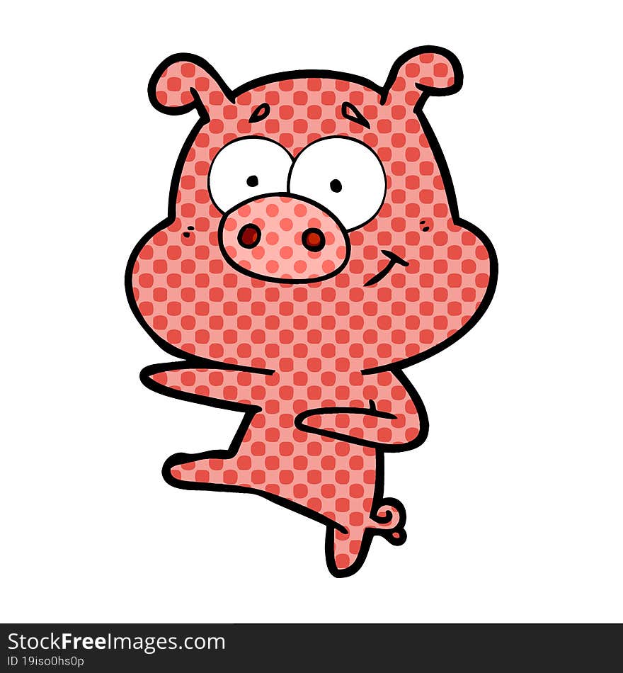 cartoon pig pointing. cartoon pig pointing