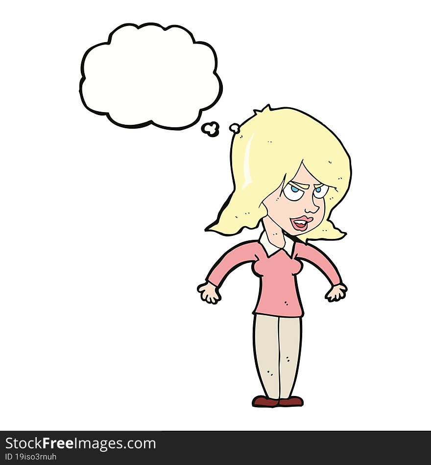 Cartoon Mean Woman With Thought Bubble