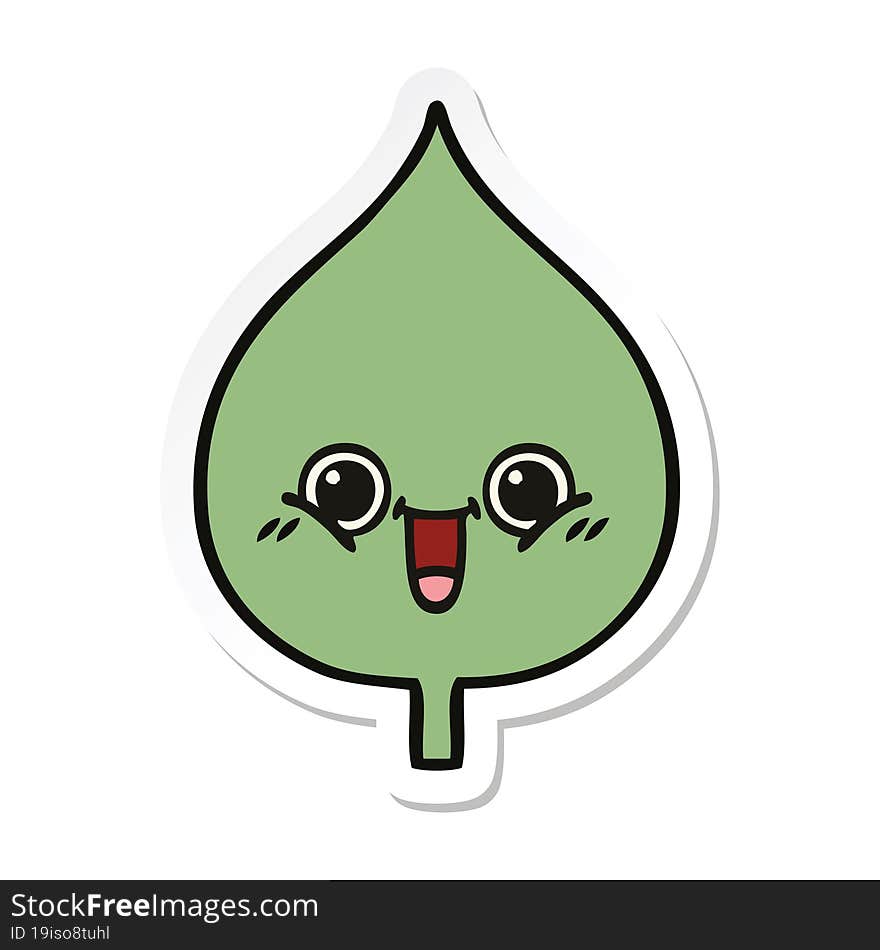 Sticker Of A Cute Cartoon Expressional Leaf