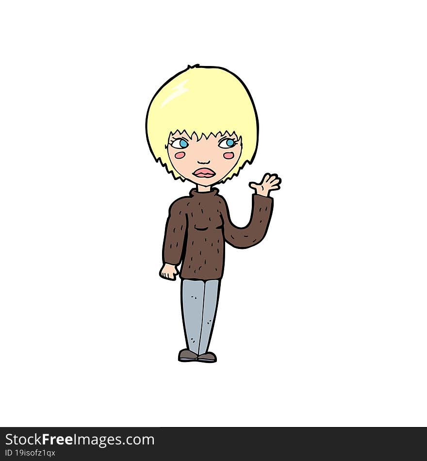 cartoon woman waving