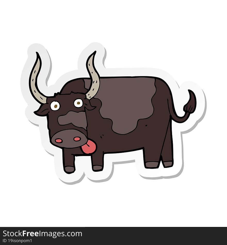 sticker of a cartoon bull