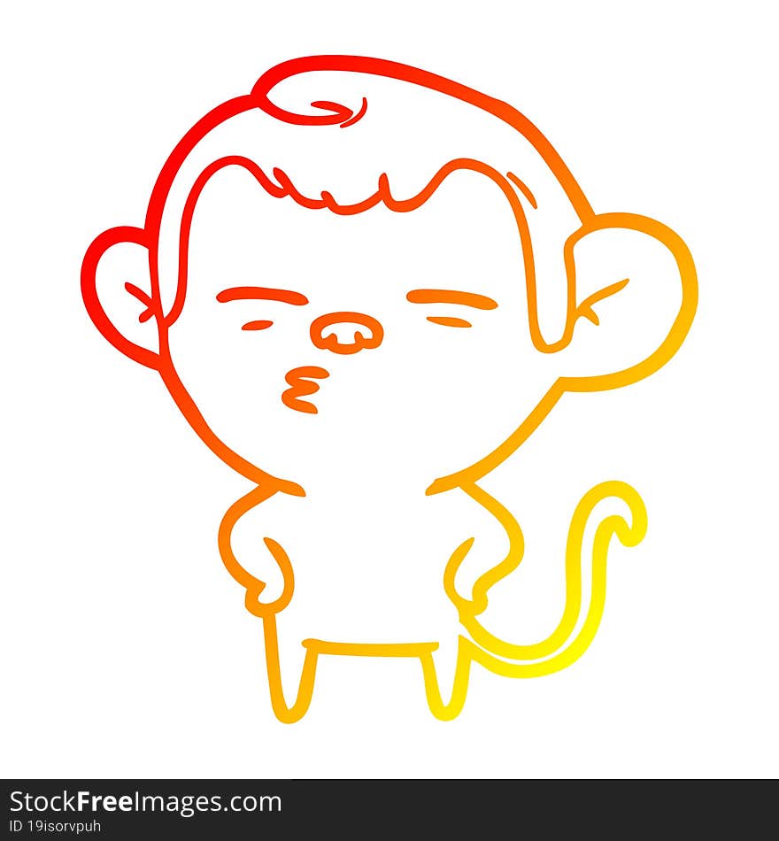 warm gradient line drawing cartoon suspicious monkey