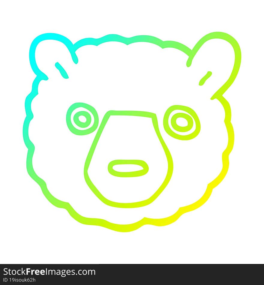 cold gradient line drawing cartoon polar bear face