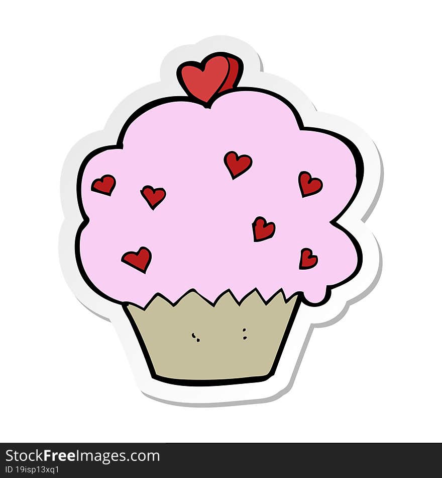 sticker of a cartoon cupcake