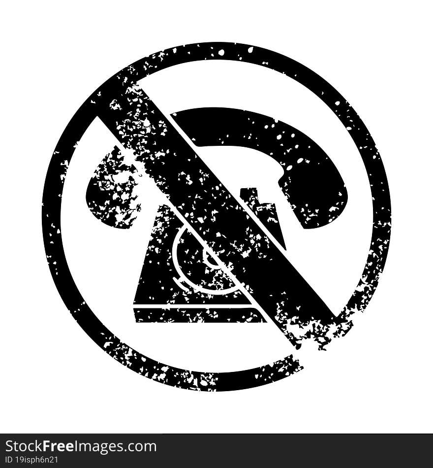 distressed symbol no phones allowed sign