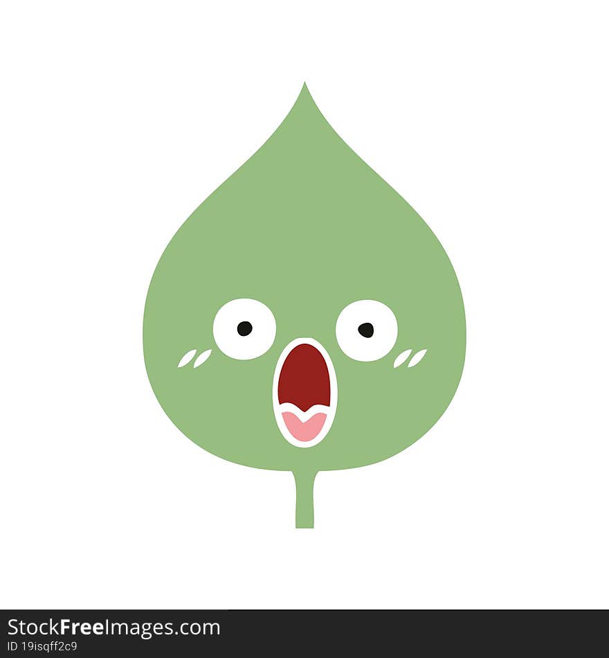 flat color retro cartoon of a expressional leaf