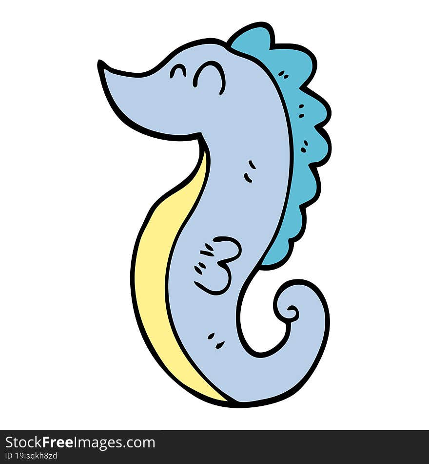 cartoon doodle sea horse