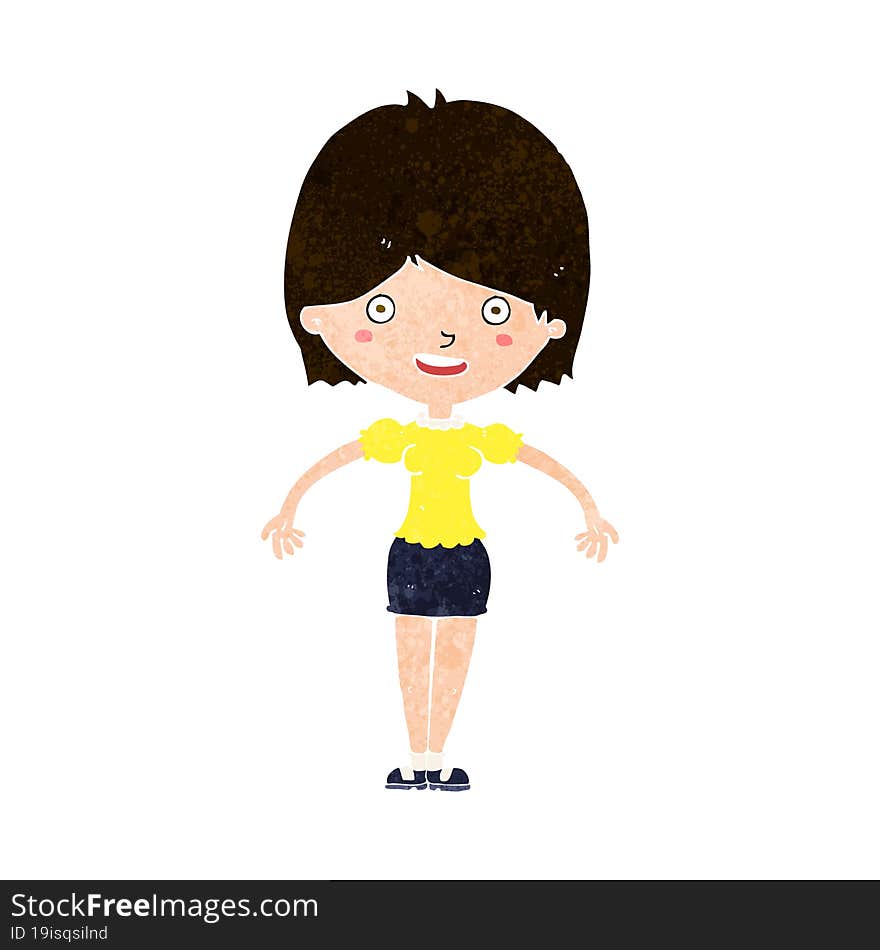 cartoon happy woman