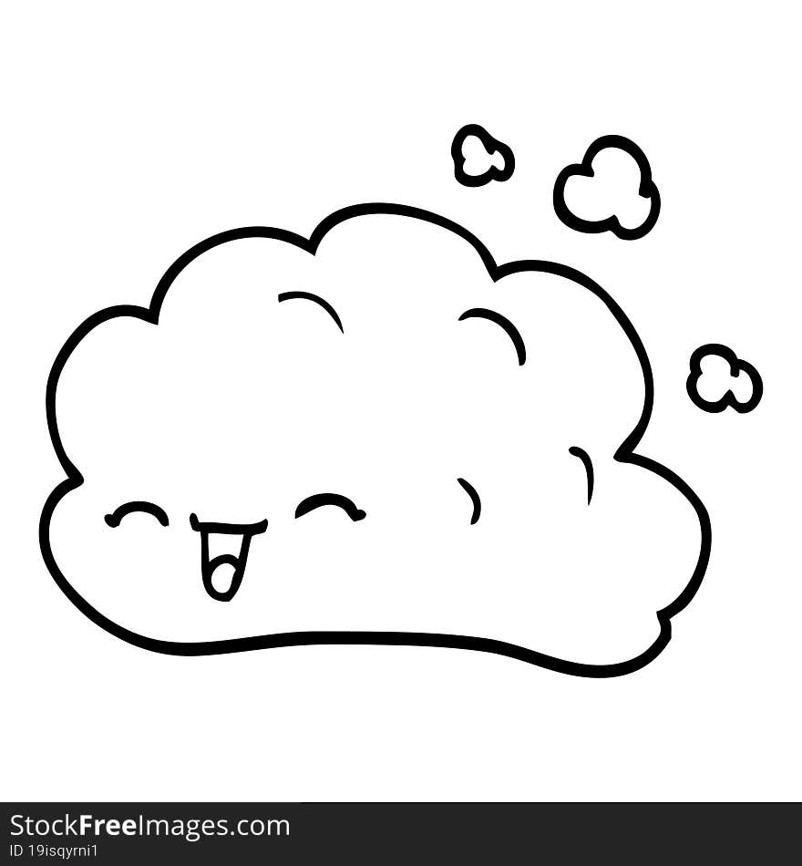 line drawing cartoon happy cloud