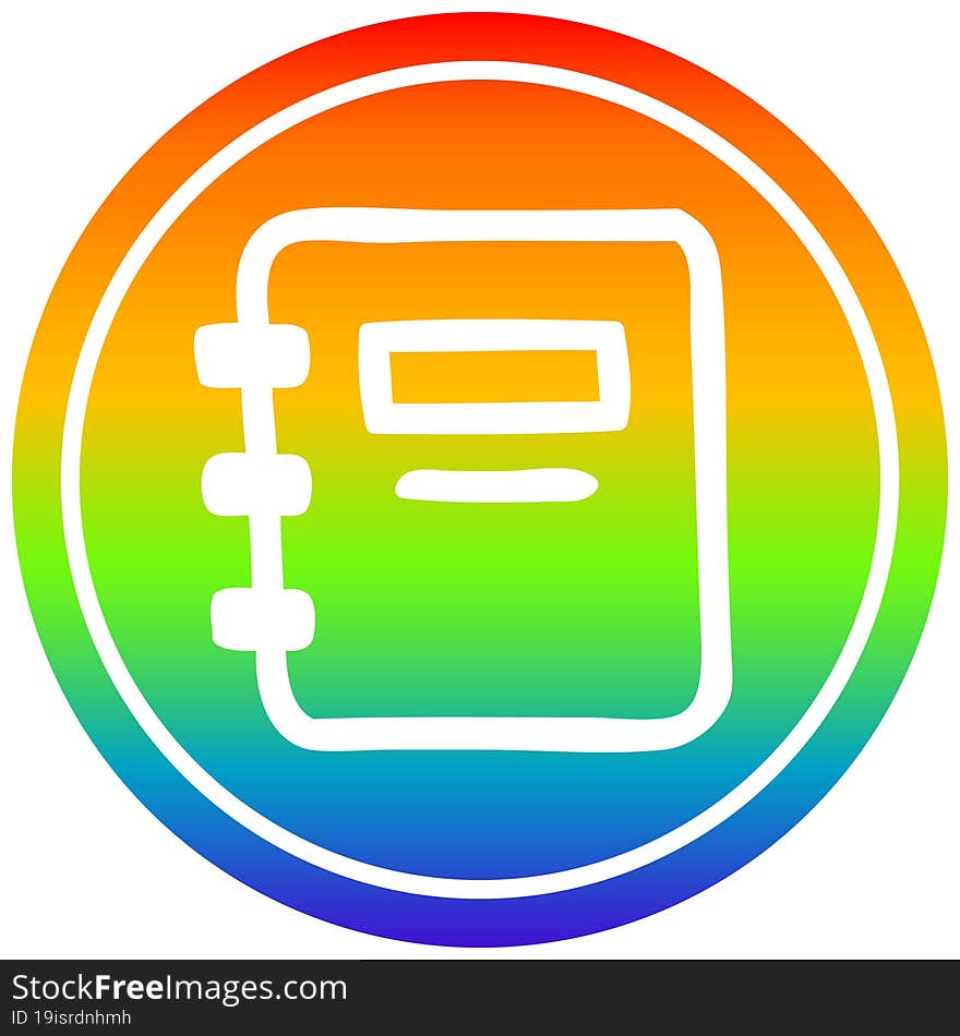 note book circular in rainbow spectrum