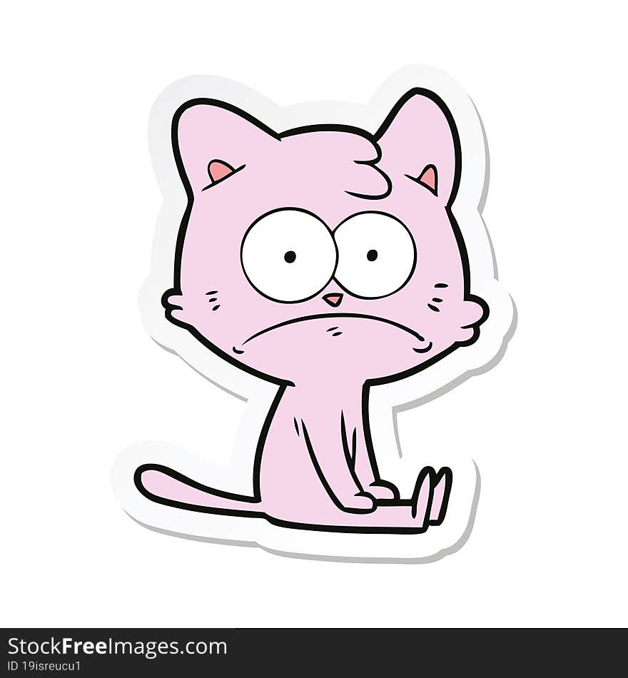 Sticker Of A Cartoon Nervous Cat