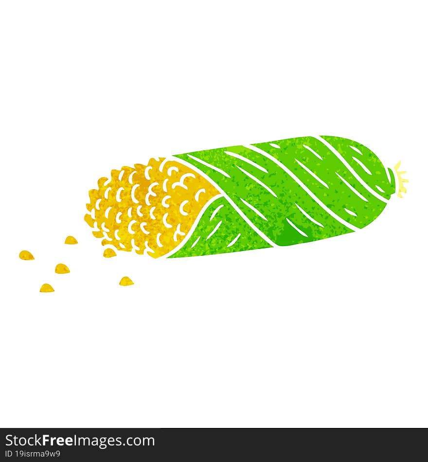 retro cartoon doodle of fresh corn on the cob