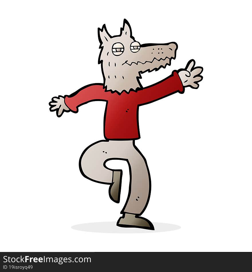 Cartoon Happy Wolf Man