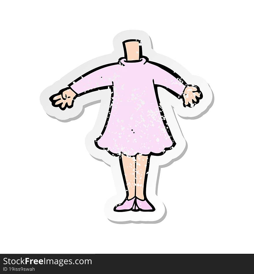 retro distressed sticker of a cartoon female body