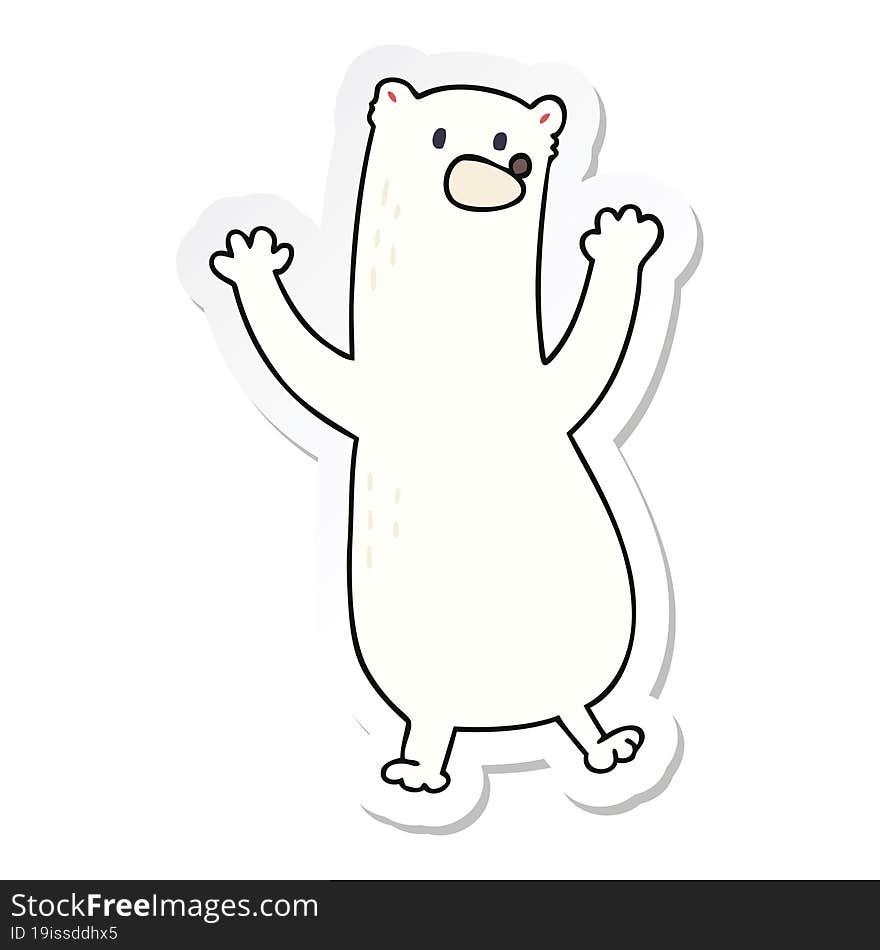 Sticker Of A Quirky Hand Drawn Cartoon Polar Bear