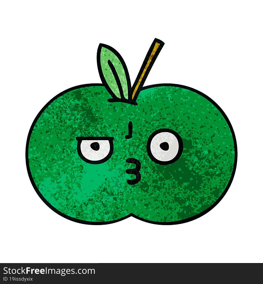 retro grunge texture cartoon of a juicy apple