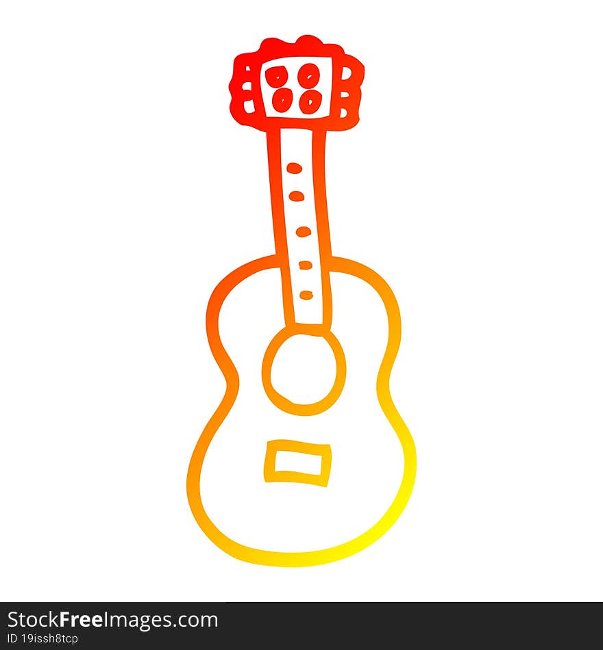 Warm Gradient Line Drawing Cartoon Guitar