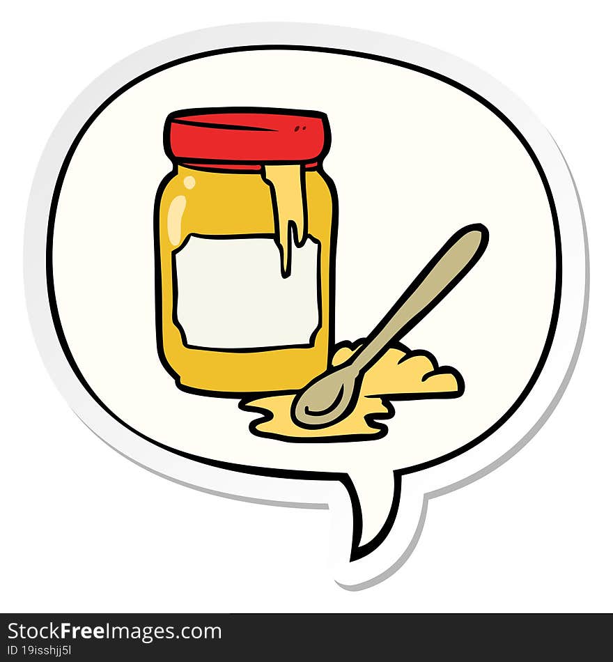 cartoon jar of honey and speech bubble sticker