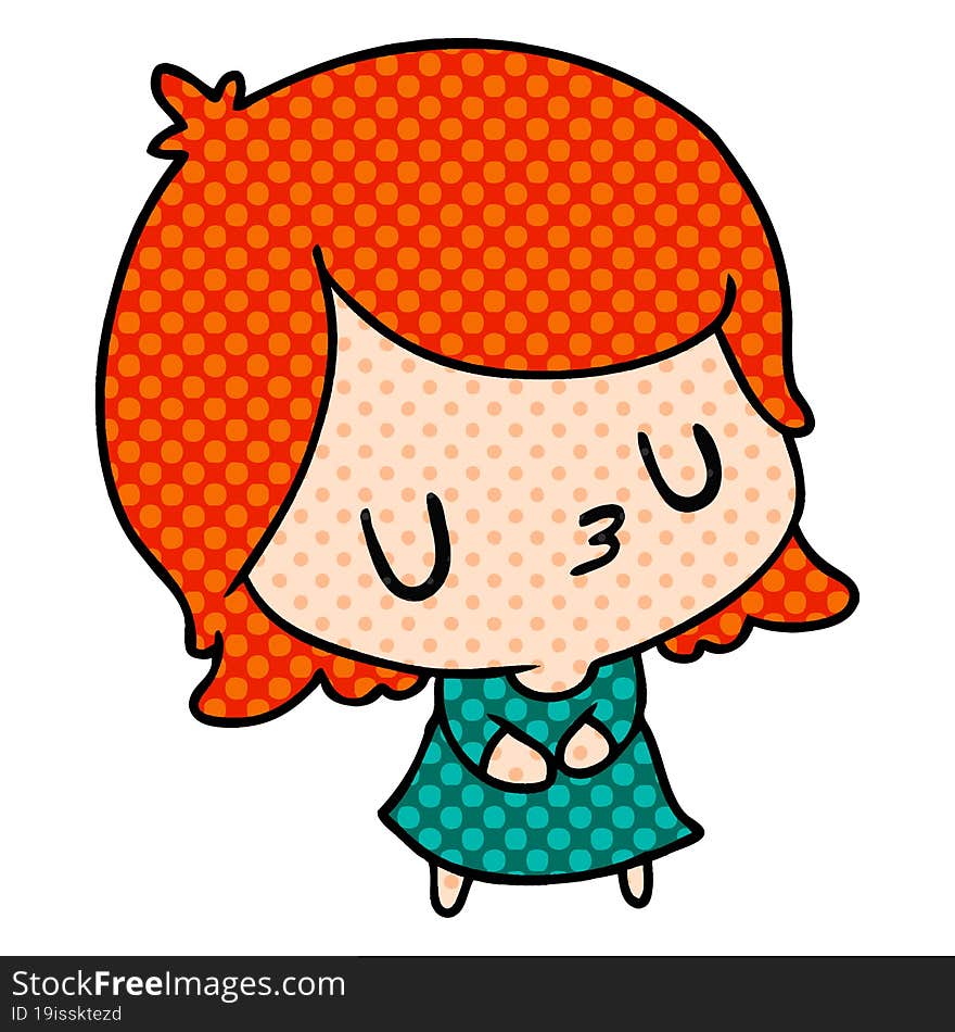 cartoon illustration of a cute kawaii girl. cartoon illustration of a cute kawaii girl