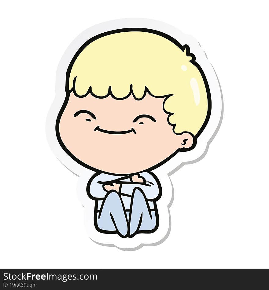 sticker of a cartoon smiling boy