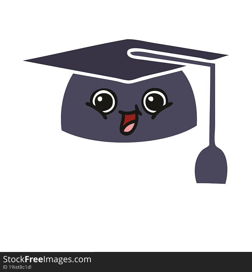 Flat Color Retro Cartoon Graduation Hat