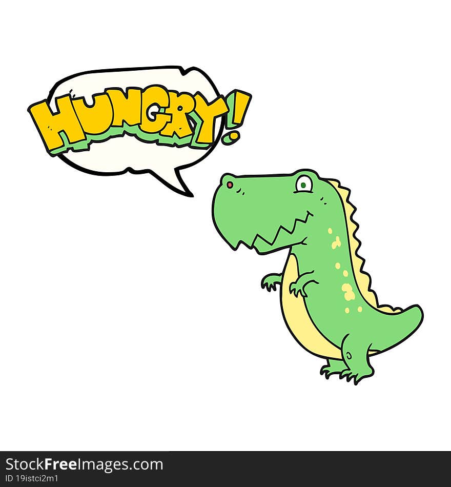 Speech Bubble Cartoon Hungry Dinosaur