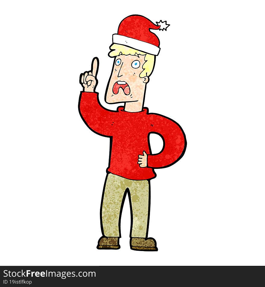 cartoon man ready for christmas