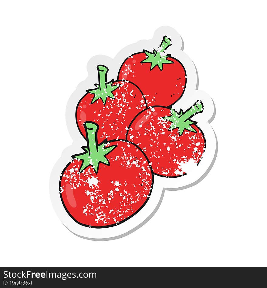 retro distressed sticker of a cartoon tomato