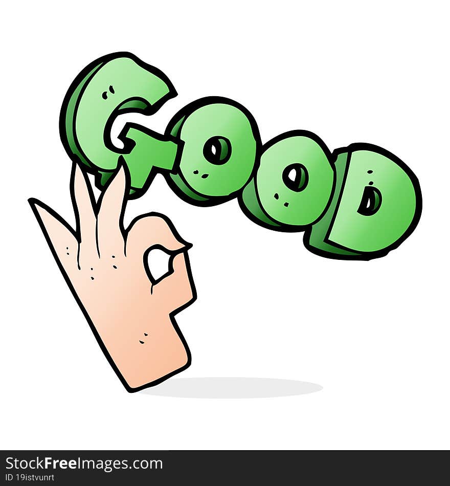 cartoon good symbol with hand. cartoon good symbol with hand