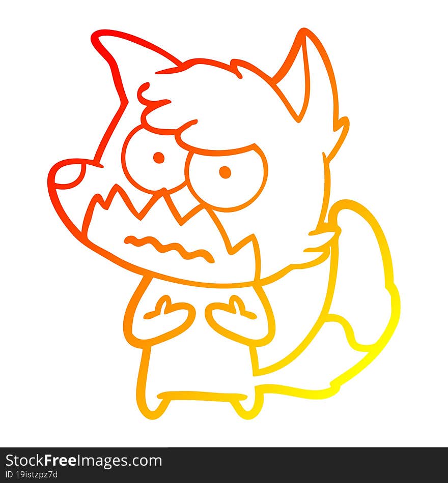 Warm Gradient Line Drawing Cartoon Annoyed Fox