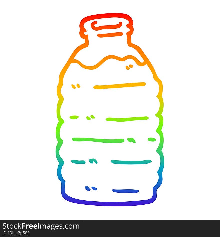 rainbow gradient line drawing cartoon water bottle