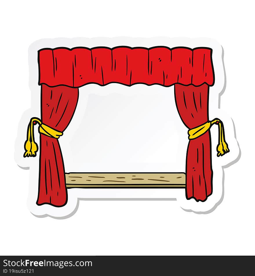 Sticker Of A Cartoon Open Curtains