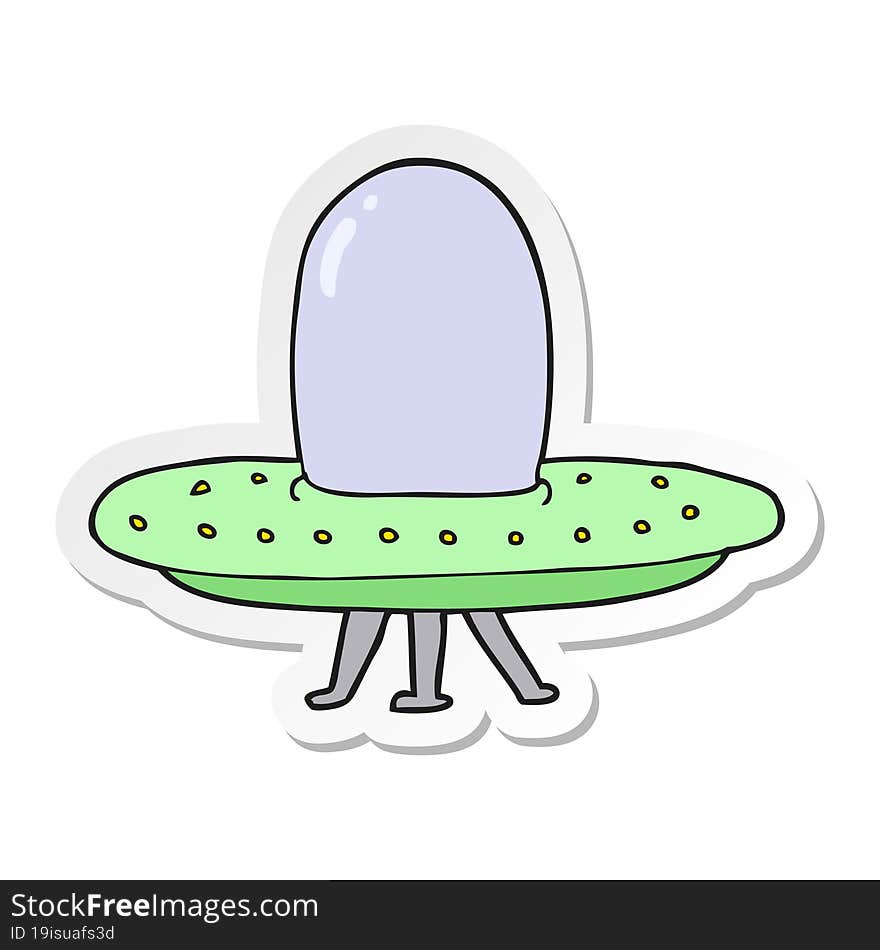 Sticker Of A Cartoon Spaceship