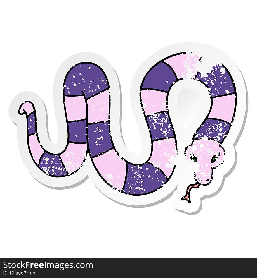 Distressed Sticker Of A Quirky Hand Drawn Cartoon Snake