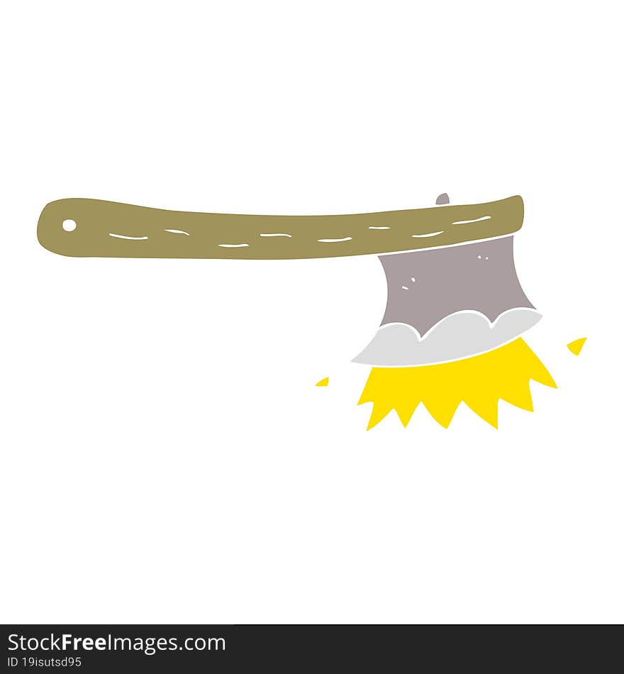 flat color illustration of striking axe. flat color illustration of striking axe