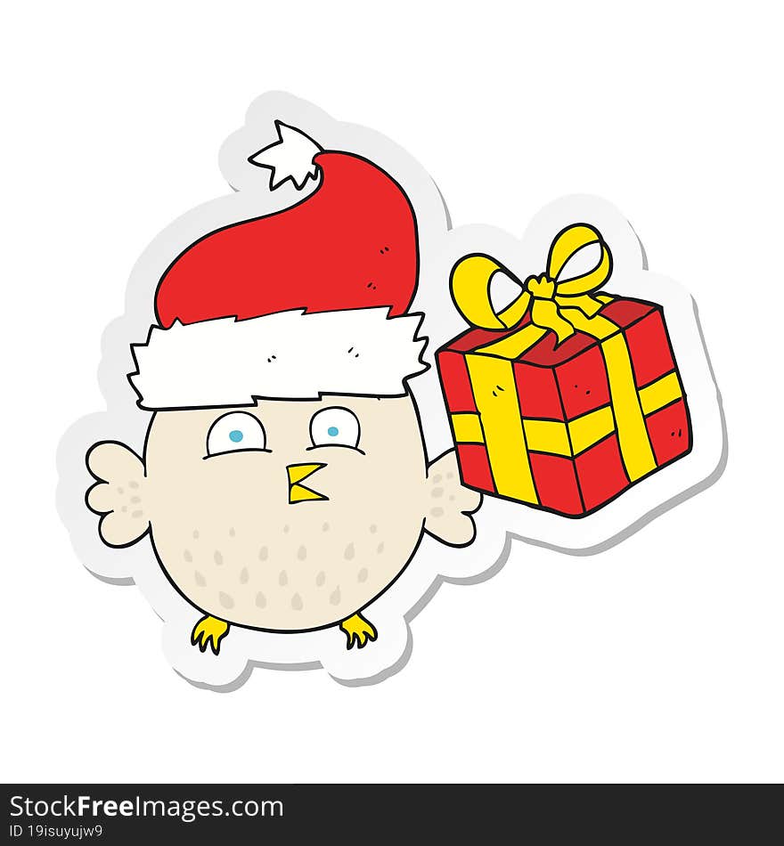 sticker of a cartoon  christmas owl