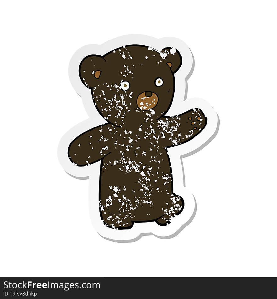 retro distressed sticker of a cartoon black bear cub