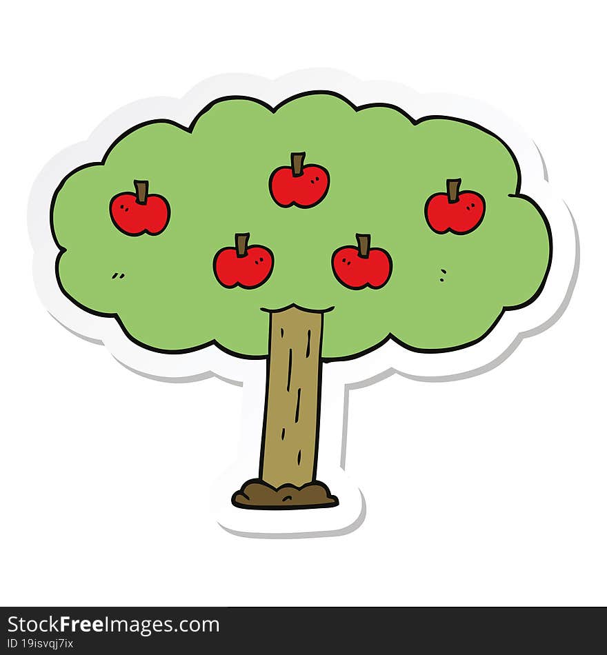 sticker of a cartoon apple tree