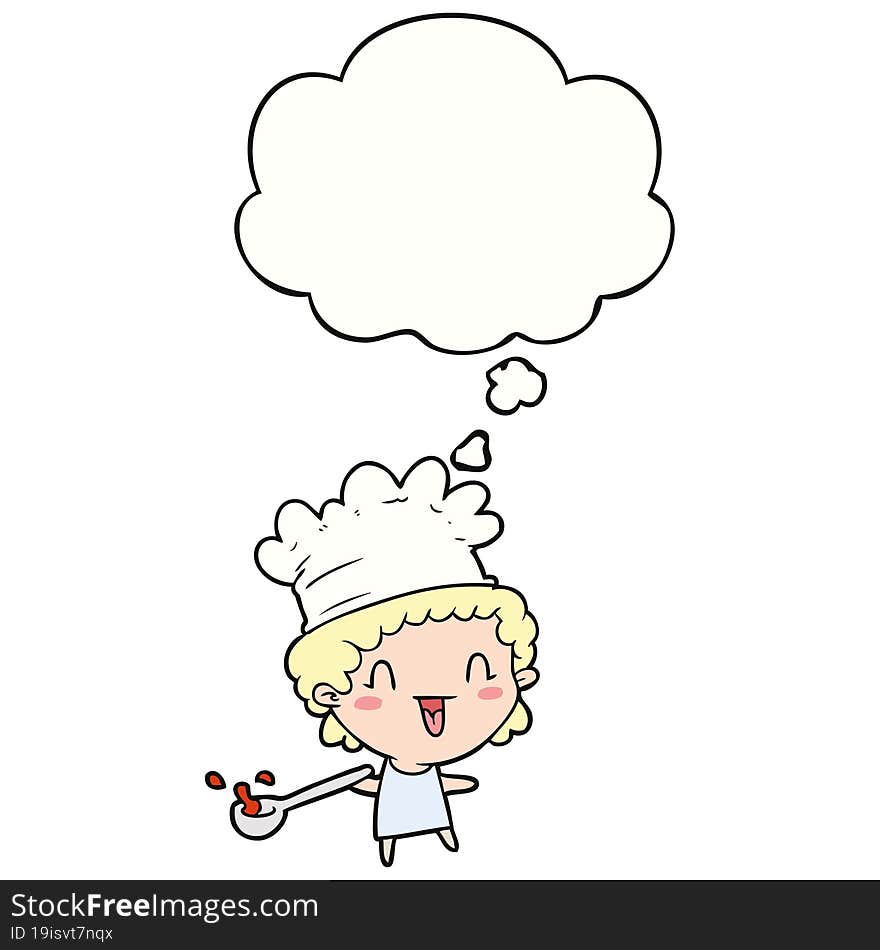 Cartoon Chef And Thought Bubble