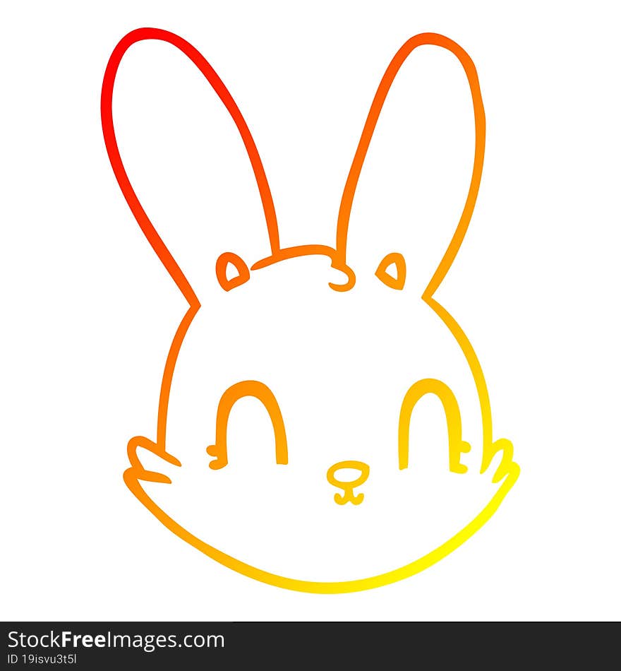 warm gradient line drawing of a cartoon bunny face