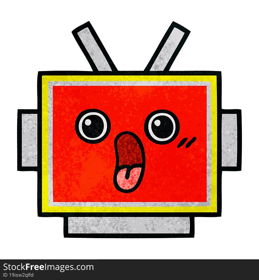 retro grunge texture cartoon robot head