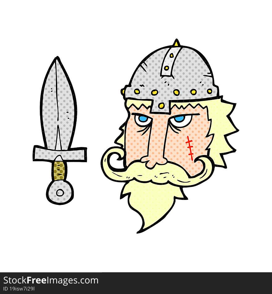 freehand drawn comic book style cartoon viking warrior