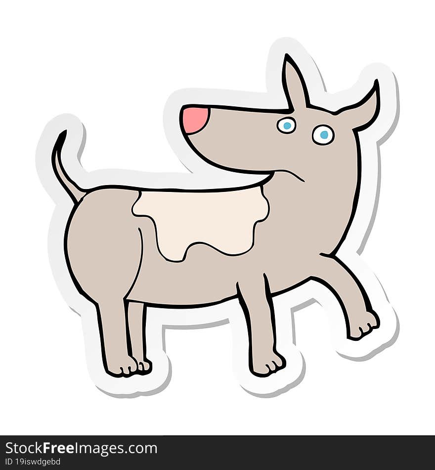 sticker of a funny cartoon dog