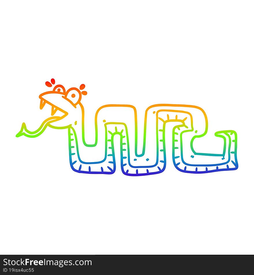 rainbow gradient line drawing cartoon surprised snake