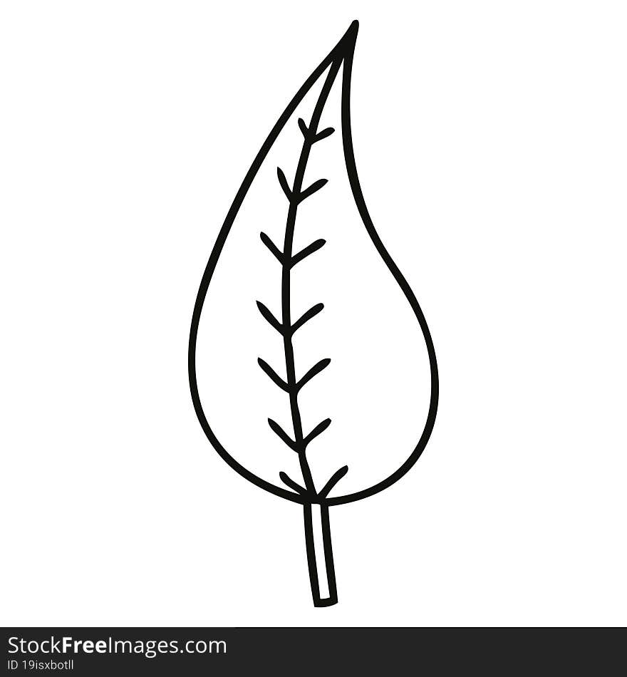 line drawing cartoon of a green leaf